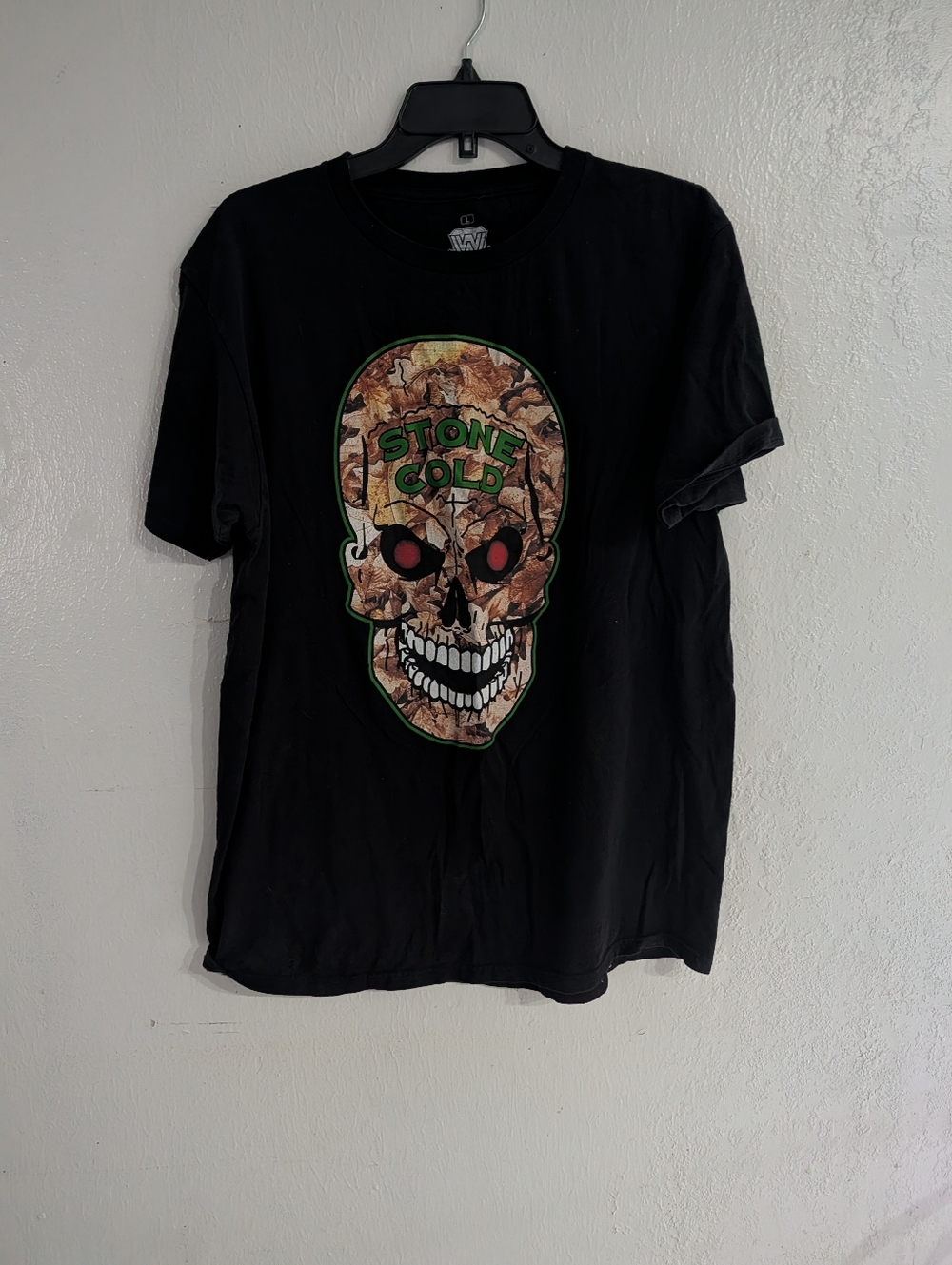 Stone Cold Black Tee with Camouflage Skull Graphic